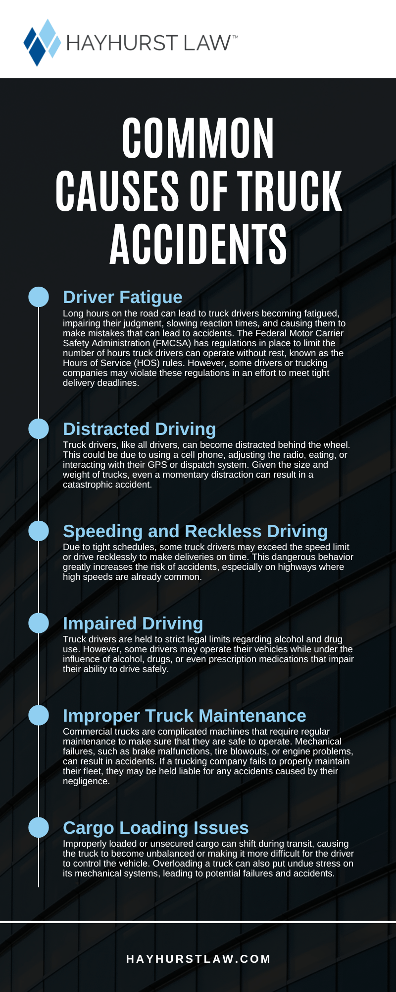 Common Causes Of Truck Accidents infographic